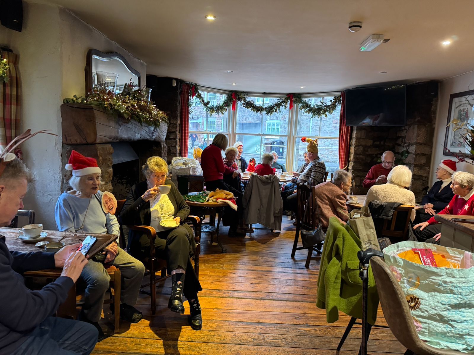 Chew Chatters enjoying coffee and chat at the Bear and Swan pub
